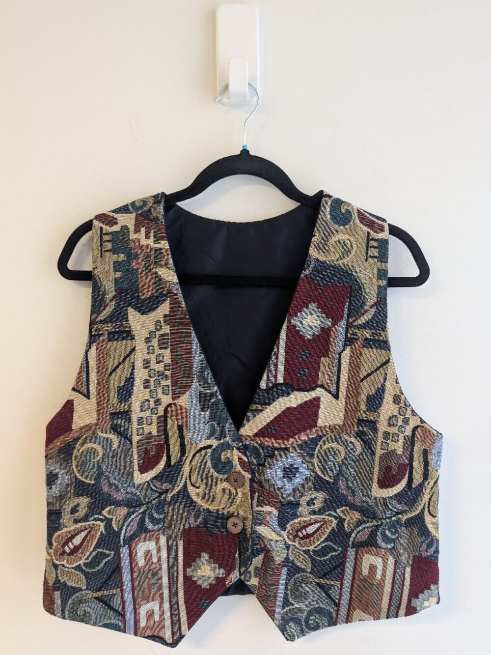 Tapestry Abstract Print Button Vest